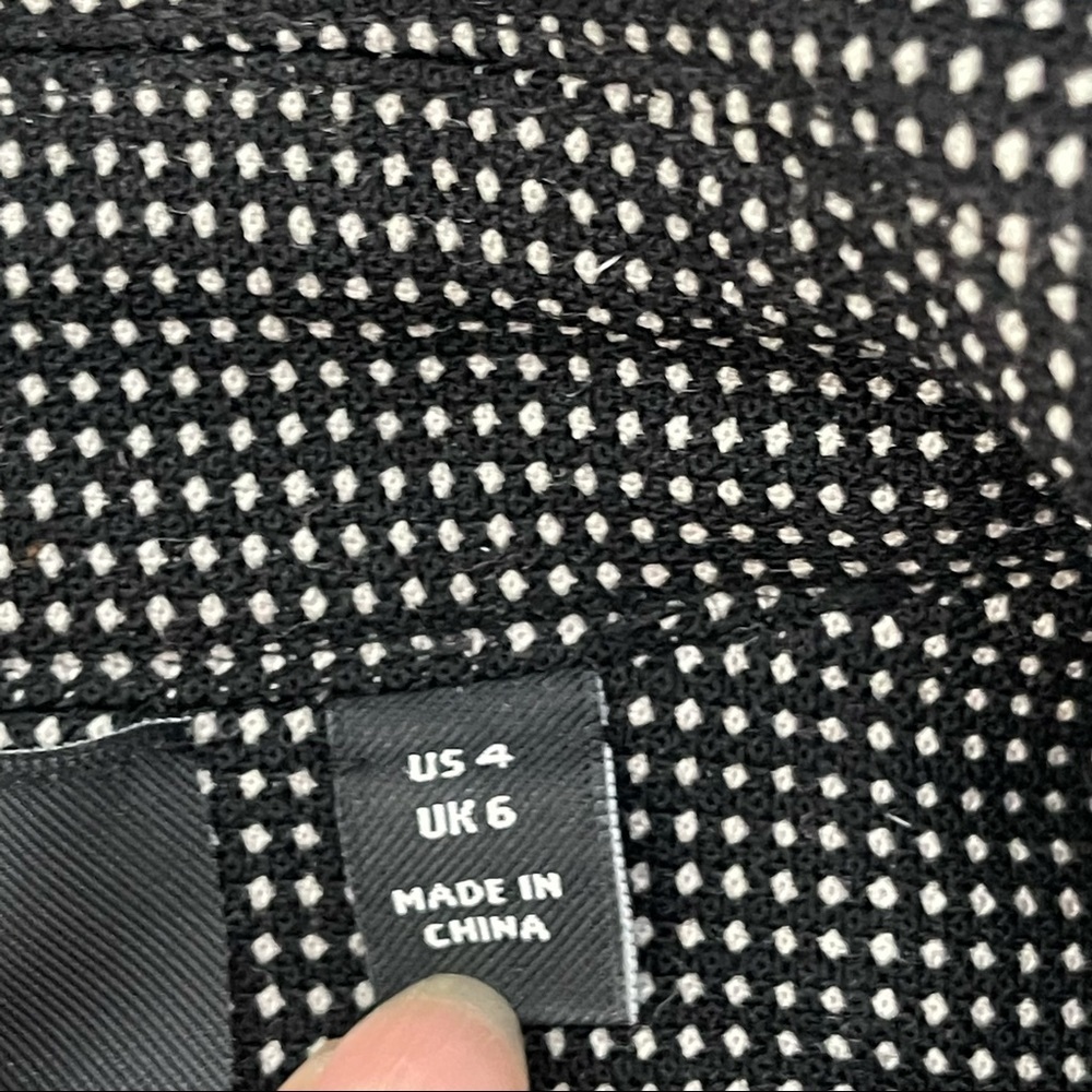 Carlisle Tailored Wool Blend Jacket Blazer Size 4 Black White Micro Dot - Picture 9 of 14